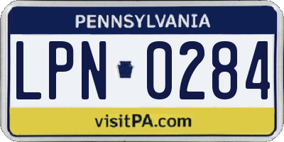 PA license plate LPN0284