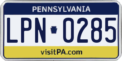 PA license plate LPN0285