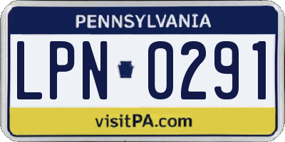 PA license plate LPN0291