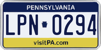 PA license plate LPN0294