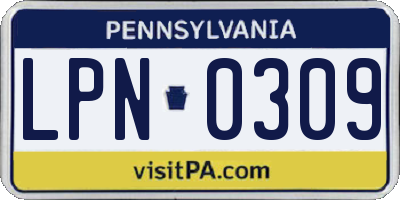 PA license plate LPN0309
