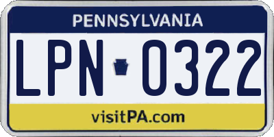 PA license plate LPN0322