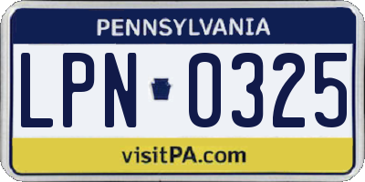 PA license plate LPN0325