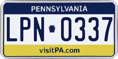 PA license plate LPN0337
