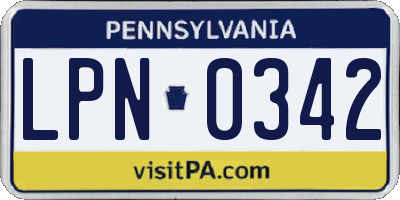 PA license plate LPN0342