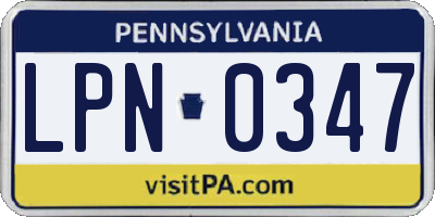 PA license plate LPN0347