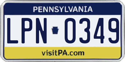 PA license plate LPN0349