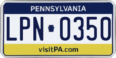 PA license plate LPN0350