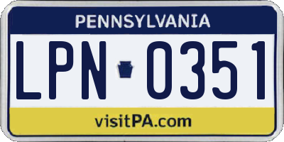 PA license plate LPN0351