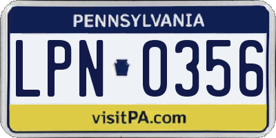 PA license plate LPN0356