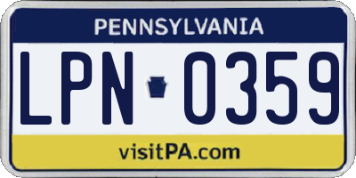 PA license plate LPN0359