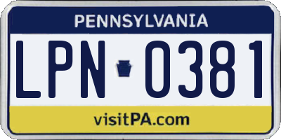 PA license plate LPN0381