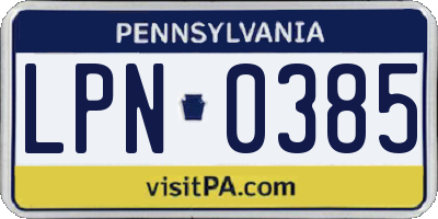 PA license plate LPN0385