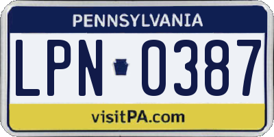 PA license plate LPN0387