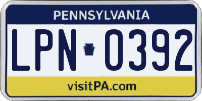 PA license plate LPN0392