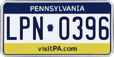 PA license plate LPN0396