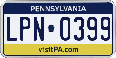 PA license plate LPN0399