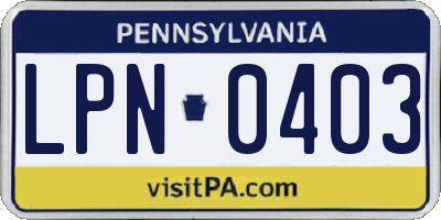 PA license plate LPN0403