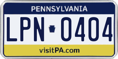 PA license plate LPN0404