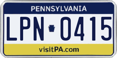 PA license plate LPN0415