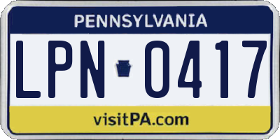 PA license plate LPN0417