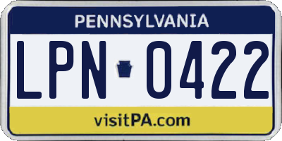 PA license plate LPN0422