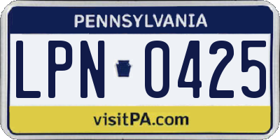 PA license plate LPN0425