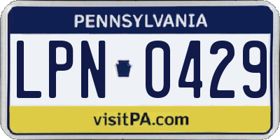 PA license plate LPN0429