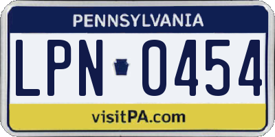 PA license plate LPN0454