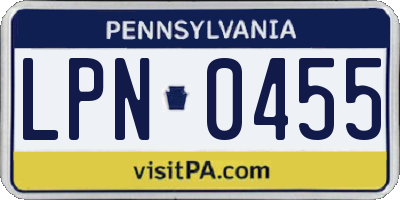 PA license plate LPN0455
