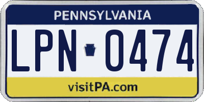 PA license plate LPN0474