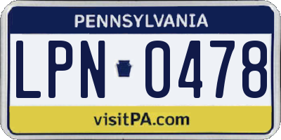 PA license plate LPN0478