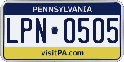 PA license plate LPN0505