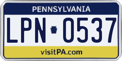 PA license plate LPN0537