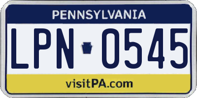 PA license plate LPN0545