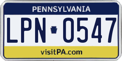 PA license plate LPN0547