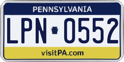 PA license plate LPN0552