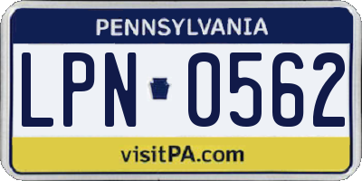 PA license plate LPN0562