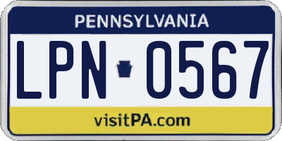 PA license plate LPN0567