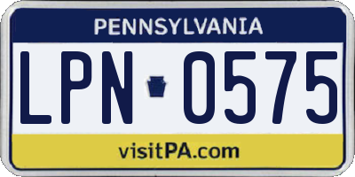 PA license plate LPN0575