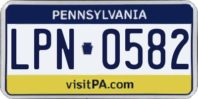 PA license plate LPN0582