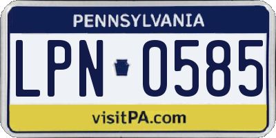 PA license plate LPN0585