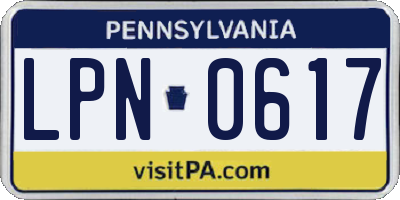 PA license plate LPN0617