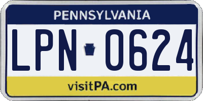 PA license plate LPN0624