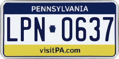 PA license plate LPN0637