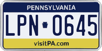 PA license plate LPN0645