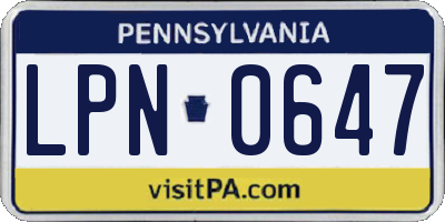 PA license plate LPN0647