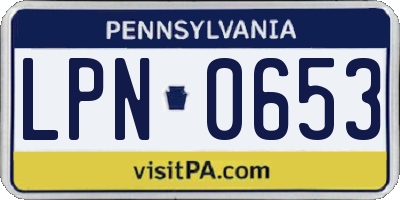 PA license plate LPN0653