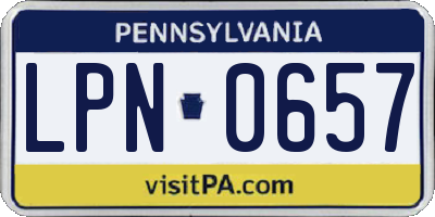 PA license plate LPN0657
