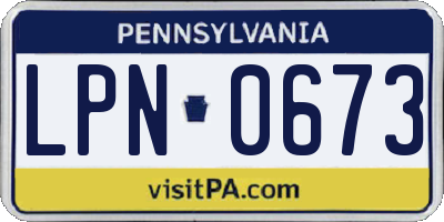 PA license plate LPN0673